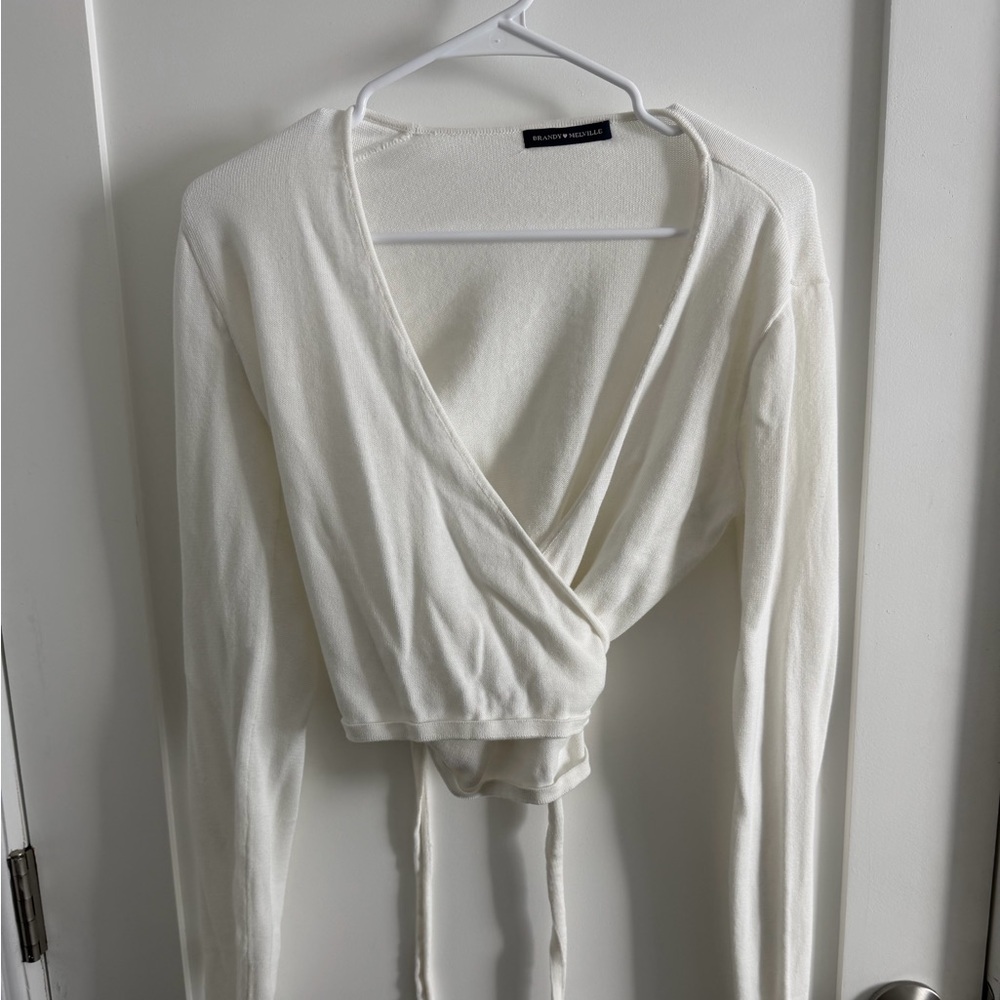 Brandy Melville white wrap sweater (top)